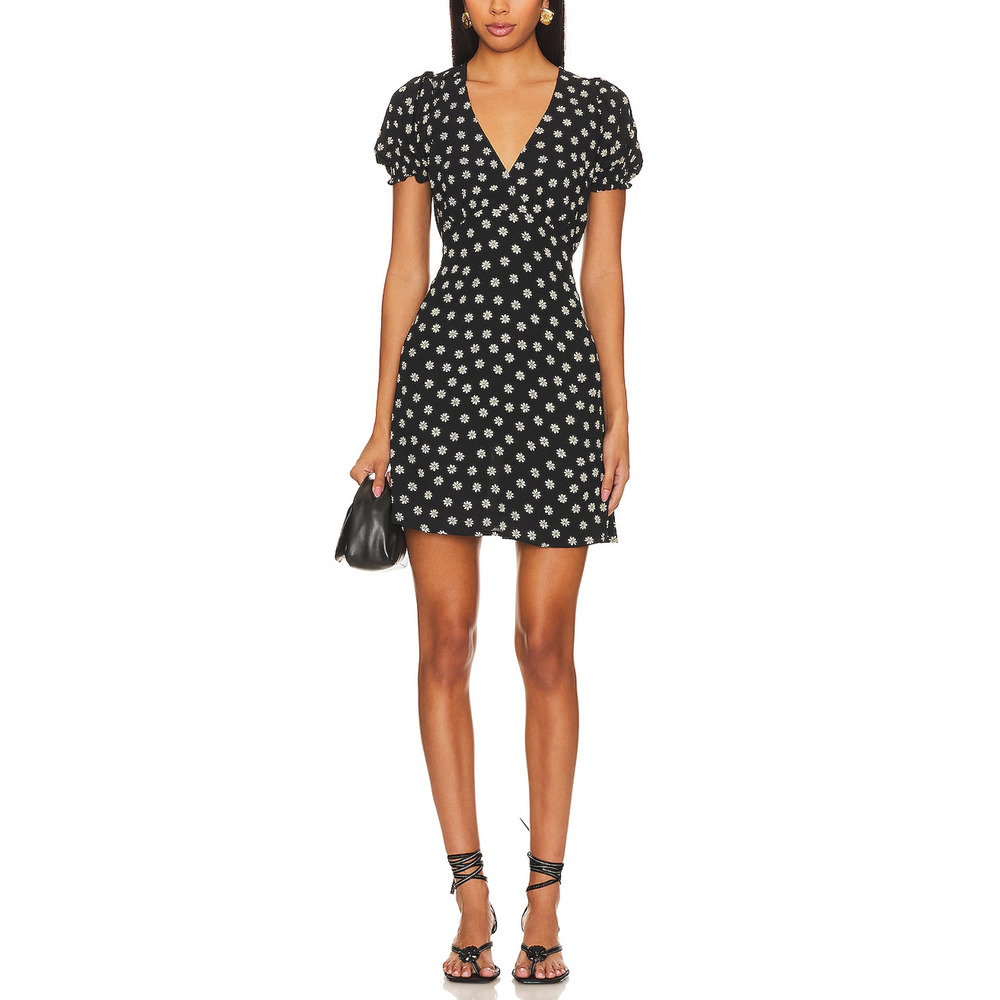 Faithfull The Brand 'Albertina' Black Crepe Mini Dress Size M